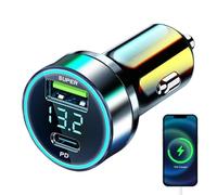 Automobile USB Charger - Duals Port PD QC 3.0, 2 en 1 Fast Car Phone Adapter | 240W High Speed Mobile Power Supply, Car Electronics Accessory for Vehicle Travel Road Trip Daily Use
