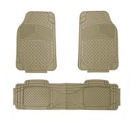 Automotive Floor Mats Tan Solid Beige Climaproof All Season Protection Universal Fit for Most Cars, SUVs, and Trucks (Full Set Semi-Custom Premium, 3pc) FH Group F11307BEIGE