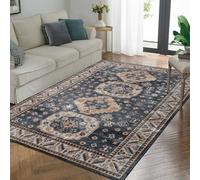 Auton Tapis de Salon Vintage, Doux, Lavable, Style Oriental, Ferme, Traditionnelle, Aspect Vieilli, pour Chambre à Coucher, Sol, intérieur, décoration de Maison, Bureau, Bleu Marine, 60 x 230 cm