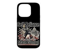 Autonomie Contre contrôle étatique Phrase Humour Retro Coque pour iPhone 14 Pro