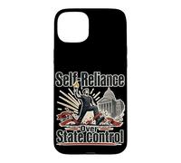 Autonomie Contre contrôle étatique Phrase Humour Retro Coque pour iPhone 15 Plus