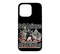 Autonomie Contre contrôle étatique Phrase Humour Retro Coque pour iPhone 15 Pro Max
