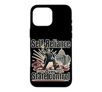 Autonomie Contre contrôle étatique Phrase Humour Retro Coque pour iPhone 16 Pro Max