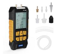 AUTOOL Manomètre de Digital, Testeur de Pression de gaz ±0.3% FSO Précision, -1-2 Bar, Manomètre pour Climatisation Auto avec Adaptateur, Lampe Torche, écran LCD Rétroéclairé, 10 Unités Optionnelles