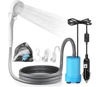 AUTOPkio Douche de Camping, 12V Douche Portable Douches de Randonnée avec Pompe Innovante Alimentée par Allume-Cigare pour Randonnée Voyage Jardin Nettoyage de Voiture Chien Douche(Bleu)