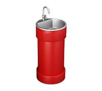Autoportant Lavabo de salle bain à base ronde, lavabo sur pied commercial créatif et coloré avec évier en acier inoxydable, autoportant peint métal moderne(Red)