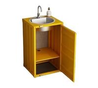 Autoportant Meuble de salle bain carré avec armoire à 1 porte, autoportante en métal évier acier inoxydable, lavabo colonne style industriel créatif rangement moderne(Yellow)
