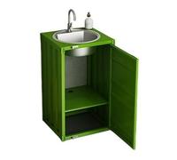 Autoportant Meuble de salle bain carré avec armoire à 1 porte, autoportante en métal évier acier inoxydable, lavabo colonne style industriel créatif rangement moderne(Green)