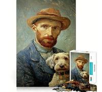 Autoportrait avec Chien Puzzle de 1000 pièces pour Adultes Jeu cognitif et Amusant à Assembler Ensemble Pièce de Collection Artistique (38x52cm)