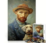 Autoportrait avec Chien Puzzle pour Adolescents 1000 pièces Jeu de réflexion Relaxant et décontracté Cadeau touchant (50x75cm)