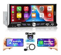 Autoradio 1 Din Android avec Écran Tactile 6.9""[2+32Go] Carplay Sans Fil,GPS/WiFi/Bluetooth/FM/RDS/EQ, Caméra de Recul