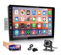 Autoradio 1 Din avec Bluetooth Mains Libres IOS/Android Lien Miroir 9 Pouces Écran Tactile Autoradio avec Bluetooth FM Radio USB/AUX Autoradio avec Microphone Commande au Volant+12 LED Caméra de Recul