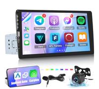 Autoradio 1 Din avec Carplay & Android Auto, 9 Pouces HD Touch Screen Autoradio Carplay avec Mirror Link Bluetooth FM Radio SWC AUX USB + Caméra de recul