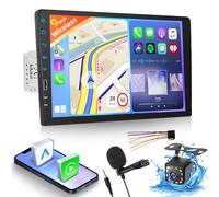 Autoradio 1 Din avec Wireless Carplay & Android Auto - Radio à écran Tactile 9 Pouces avec EQ, Mirror Link, Bluetooth, Radio FM, SWC, Entrée USB + Caméra de Recul