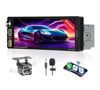 Autoradio 1 DIN Bluetooth Autoradio Car Play Voiture avec sans Fil Car Play & Android Auto,6.9 Pouces HD Écran Tactile,Radio FM/Charge Rapide/Microphone/Type C/Caméra de recul