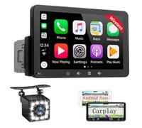 Autoradio 1 DIN Bluetooth avec sans Fil CarPlay et Android Auto - 7 Pouces HD Ecran Tactile Car Play Voiture Soutien PhoneLink iOS/Android/Radio FM/EQ - Wireless Autoradio avec Caméra de Recul