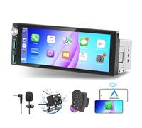 Autoradio 1 DIN Bluetooth CarPlay & Android Auto, écran tactile 6,9 pouces, RDS FM Radio, USB, Type-C, Microphone, Caméra de recul, Support télécommande