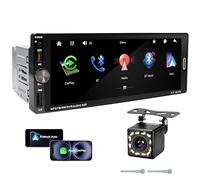 Autoradio 1 DIN BT, écran Tactile 6,9 Pouces, Compatible CarPlay et Android Auto,FM, kit Mains Libres, Microphone, Charge Rapide, caméra embarquée, USB/Type-C