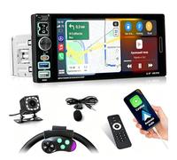 Autoradio 1 DIN Carplay Android Auto, Ecran Tactile 6.9 Pouces 1 Din Poste Radio Voiture Bluetooth Mains Libres, FM, Caméra de Recul, Microphone, USB/AUX/TF/EQ/DVR