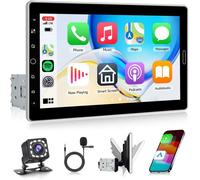 Autoradio 10 1"" IPS 1 Din CarPlay/Android Auto sans fil écran pivotant Bluetooth FM/RDS volant EQ Mirror Link USB caméra