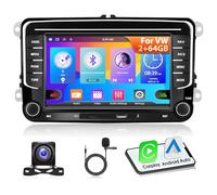 Autoradio 2+64G Motorsi pour VW Seat Passat Golf 5 6 Polo Skoda avec CarPlay et Android Auto écran 7'' Android 15, GPS/Wi-FI/Bluetooth 5.0/EQ/FM/RDS/Charge Rapide Type-C, Caméra de Recul AHD et Micro