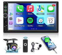 Autoradio 2 Din 7"" HD -CarPlay filaire/Android Auto, écran tactile, Bluetooth,MirrorLink,FM,USB/AUX,caméra de recul