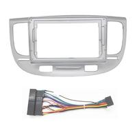 Autoradio 2 DIN Android 9 Pouces avec Cadre Et Façade De Tableau De Bord pour Kia pour Rio 2 2005 2006 2007 POMPOMPUR(Silver with Cable)