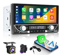 Autoradio 2 Din avec Wireless Carplay & Android Auto - Ecran Tactile HD de 6,86 Pouces avec EQ, Mirror Link, Radio FM, Bluetooth, Port AUX/TF/USB/Type-C, SWC + Caméra de Recul