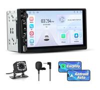 Autoradio 2 Din Écran IPS 7"", CarPlay & Android Auto Sans Fil, Bluetooth, GPS, MirrorLink, FM, USB-C, Caméra Recul