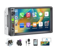 Autoradio 2 DIN Fil Carplay & Android Auto, 7 Pouces Radio Voiture Bluetooth, Écran Tactile, Caméra de Sauvegarde Supporte Mains Libres/FM/Mirror Link/USB/AUX