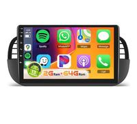 Autoradio 4 cœurs 64 Go pour F-iat 500 2007-2015, unité centrale Android, écran tactile HD IPS 9 pouces, radio Bluetooth avec Carplay, Android Auto, GPS, WiFi, FM/RDS, USB SWC caméra,K6 pro plus