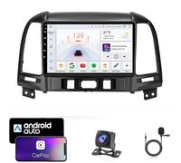 Autoradio Android 14 9" for Hyundai Santa Fe (2006-2012) | CarPlay sans fil et Android Auto | GPS Plug & Play | Caméra de recul gratuite | Commandes au volant conservées(T4 8 Core 4G+WiFi 4G+64G)