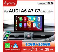 Autoradio Android 15 avec Carplay sans fil 12 Go + 256 Go pour Audi A6 C7 A7 2012-2018, écran stéréo GPS, lecteur multimédia BT 4G LTE HPY-MHI2-12G256G-C