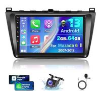 Autoradio Android 2+64G pour Mazda 6 Ⅱ 2.0 2007-2012 avec Carplay sans Fil et Android Auto - Radio à écran Tactile 9 Pouces avec WiFi GPS EQ 28 thèmes de Bureau + Caméra de recul AHD&Mic