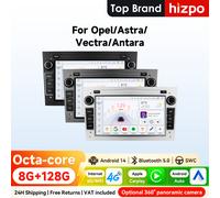 Autoradio Android 2Din 7 pouces Hizpo pour Opel Astra H G J Zafira B Corsa D C Antara Vectra Vivaro GPS RDS DSP 4G BT CarPlay SWC S8 Black