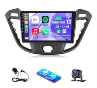 Autoradio Android 4 + 64 G pour Ford Transit Tourneo Custom 2013-2018, 2DIN avec Carplay Android Auto Bluetooth WiFi GPS Navi FM/RDS Écran tactile Partagé Commande au volant Caméra de recul Micro