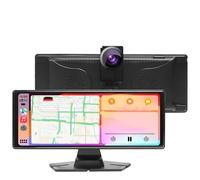 Autoradio Android Auto CarPlay 10,26 Pouces Caméra Tableau Bord ADAS Écran Tactile DVR Navigation Enregistreur Vidéo avec AUX Voiture Vue Arrière Caméra Recul(Monitor with Cam TF)