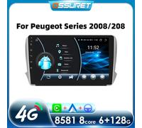 Ossuret Autoradio Android Auto pour KIT 208 2008 SW 2014-2018 2DIN 8581 Stéréo GPS CarPlay WiFi W1