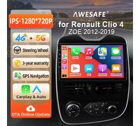 Autoradio Android AWESAFE 10 pouces pour Renault Clio IV Clio 4 2012-2019, CarPlay et Android Auto sans fil, navigation GPS, support multimédia, commande au volant, amplificateur de subwoofer, caméra
