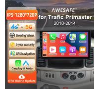 Autoradio Android AWESAFE 10 pouces pour Renault Trafic 2 Nissan Primastar Opel Vivaro 2010-2014, CarPlay et Android Auto sans fil, navigation GPS, support multimédia, commande au volant, PX4 (6GB 128