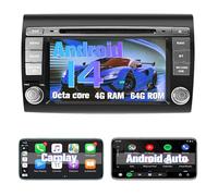Autoradio Android pour Fiat Bravo 2007-2014 Autoradio stéréo avec écran Android GPS Wireless Carplay, Android Auto,Navigation, Bluetooth,WiFi,Radio FM/AM [4G RAM+64G ROM], Lecteur DVD