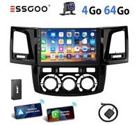 Autoradio Android pour Toyota Hilux - ESSGOO - 9 pouces - 4+64 Go - Carplay - GPS intégré - Bluetooth 4.1 - FM et RDS