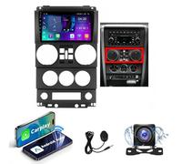 Autoradio Android sans fil CarPlay & Android Auto Compatible Avec Jeep Wrangler Rubicon 2008~2010 | Écran Tactile Android 15 GPS, 4G LTE/WiFi, Bluetooth, Caméra de Recul 1080P