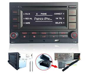 Autoradio Audio Stéréo RCN210 pour VW Golf MK4 Polo Passat B5 USB MP3 AUX Bluetooth avec Lecteur CD + Adaptateur avec simulateur Canbus