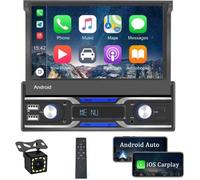 Autoradio Bluetooth 1 Din - FOLAYA - Écran Tactile HD 7 Pouces - Carplay et Android Auto - Caméra de Recul - FM