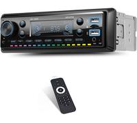 Autoradio Bluetooth 1DIN, Lecteur multimédia Simple DIN avec Radio FM, Lecteur MP3 Bluetooth sans Fil, Musique/Appel, USB/AUX/Carte TF, Bouton Lumineux 7 Couleurs, télécommande