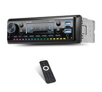 Autoradio Bluetooth 1DIN, Lecteur multimédia Simple DIN avec Radio FM, Lecteur MP3 Bluetooth sans Fil, Musique/Appel, USB/AUX/Carte TF, Bouton Lumineux 7 Couleurs, télécommande