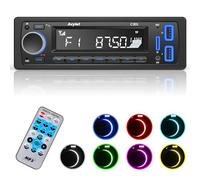 Autoradio Bluetooth 5.0, Avylet 1 DIN Radio Voiture, Bouton Lumineux 7 Couleurs, Supporte Les Mains Libres/FM/AUX-in/U Disk/Remote Control, 60W X 4, Chargement Rapide