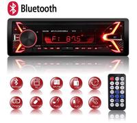 Autoradio Bluetooth Mains Libres, 7 Couleurs d'Eclairage FM Stéréo Radio 1 din Poste Radio Voiture 4x60W Radio Voiture Support