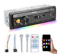 Autoradio Bluetooth, radio de voiture Bluetooth 5.0 1 DIN avec kit mains libres Bluetooth, FM/AM/7 couleurs radio de voiture avec 2USB/AUX/SD/MP3, prise en charge iOS/Android
